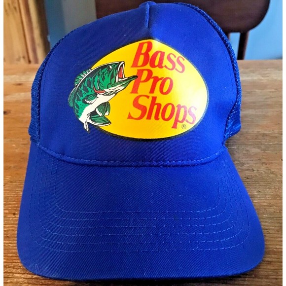 Bass Pro Shops Adjustable Snapback Mesh Trucker Baseball Hat Cap Navy Blue - Picture 1 of 7